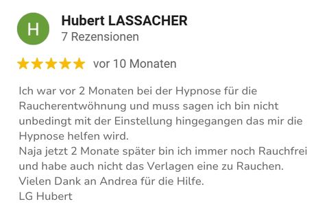 Feedback Hubert Lassacher Rauchentwöhnung