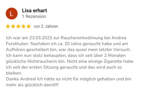 Feedback Lisa Erhart Rauchen aufhören